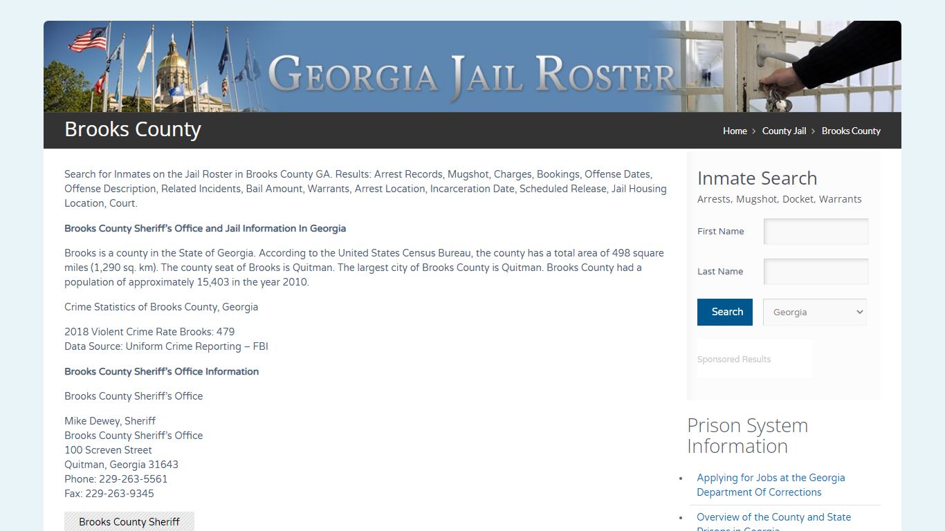 Brooks County | Georgia Jail Inmate Search